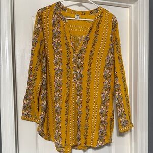 Old Navy Mustard Floral Blouse